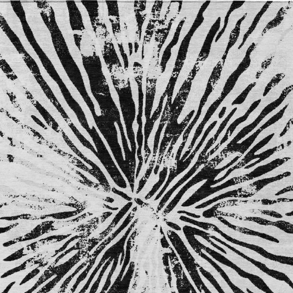 3' X 5' Ivory Black And Gray Abstract Washable Indoor Outdoor Area Rug