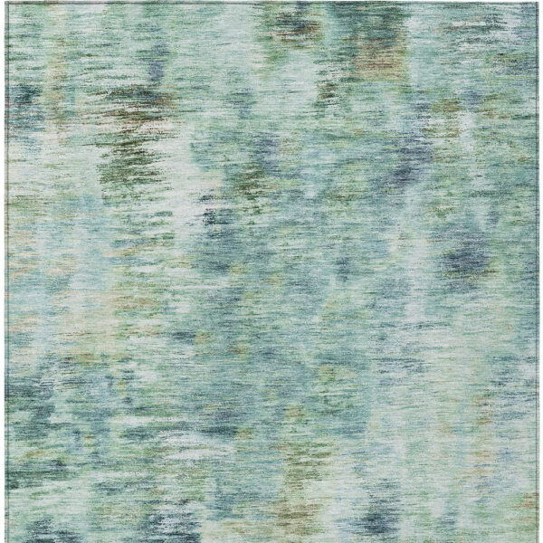 3' X 5' Teal Blue Green And Ivory Abstract Washable Indoor Outdoor Area Rug