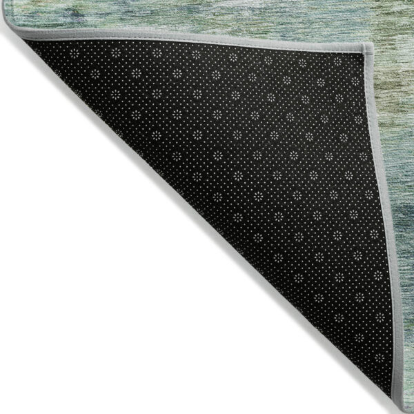 3' X 5' Teal Blue Green And Ivory Abstract Washable Indoor Outdoor Area Rug