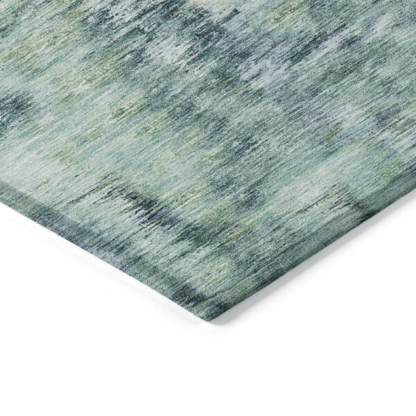 3' X 5' Teal Blue Green And Ivory Abstract Washable Indoor Outdoor Area Rug