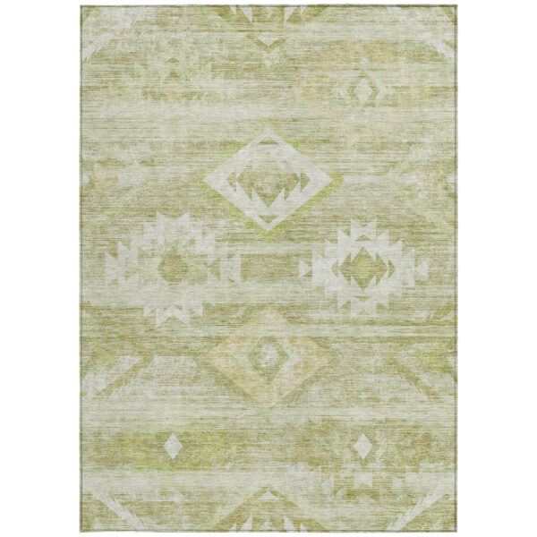 8' X 10' Sage Artichoke Green And Mint Green Southwestern Washable Indoor Outdoor Area Rug