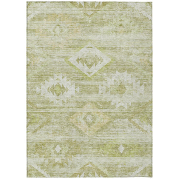 8' X 10' Sage Artichoke Green And Mint Green Southwestern Washable Indoor Outdoor Area Rug