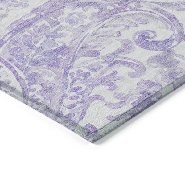 9' X 12' Lavender Ivory And Purple Paisley Washable Indoor Outdoor Area Rug