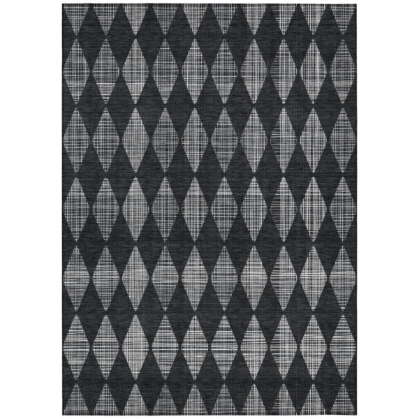 10' X 14' Charcoal Geometric Washable Indoor Outdoor Area Rug