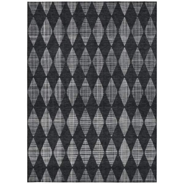 10' X 14' Charcoal Geometric Washable Indoor Outdoor Area Rug