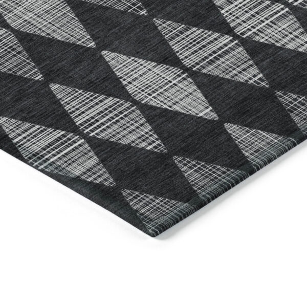 10' X 14' Charcoal Geometric Washable Indoor Outdoor Area Rug