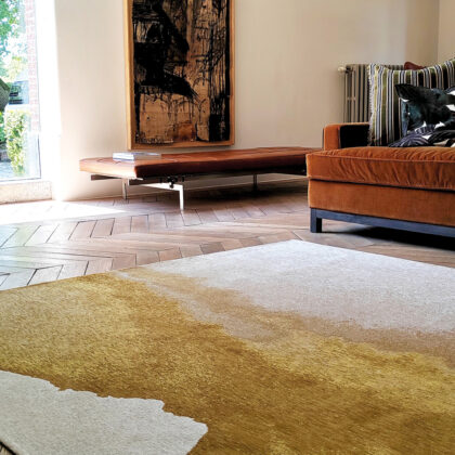 7' x 9' Gray and Yellow Abstract Non Skid Area Rug