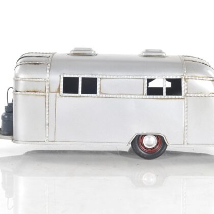6" Silver Metal Silver Camping Trailer Truck Hand Painted Decorative Truck