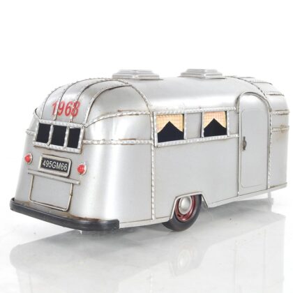6" Silver Metal Silver Camping Trailer Truck Hand Painted Decorative Truck