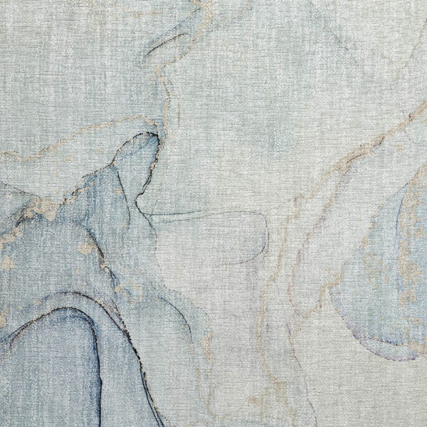 2' X 3' Beige and Blue Abstract Washable Non Skid Indoor Outdoor Area Rug
