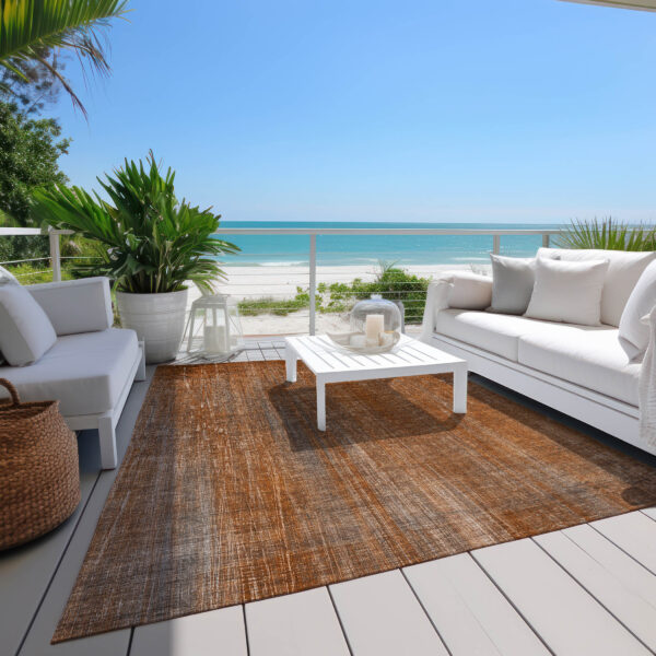 3' X 5' Orange Striped Washable Non Skid Indoor Outdoor Area Rug