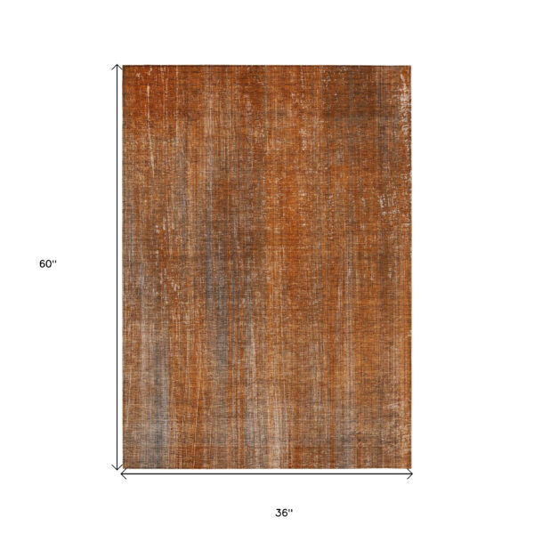 3' X 5' Orange Striped Washable Non Skid Indoor Outdoor Area Rug