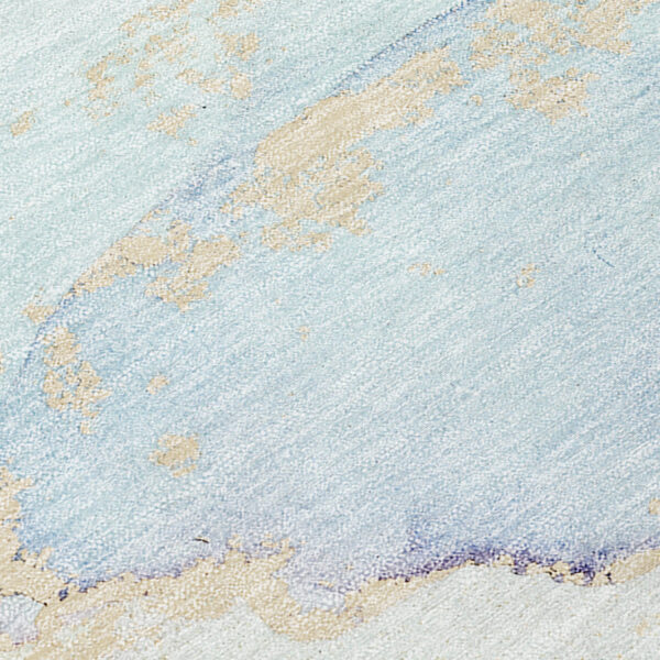 2' X 3' Beige and Blue Abstract Washable Non Skid Indoor Outdoor Area Rug