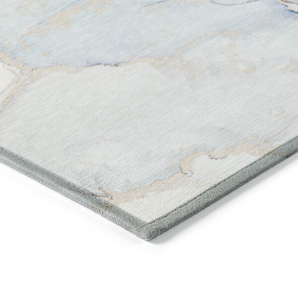 2' X 3' Beige and Blue Abstract Washable Non Skid Indoor Outdoor Area Rug