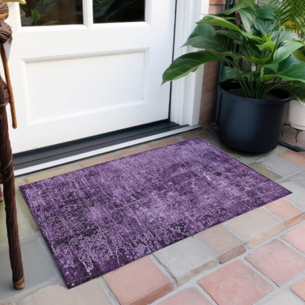 2' X 3' Purple Abstract Washable Non Skid Indoor Outdoor Area Rug
