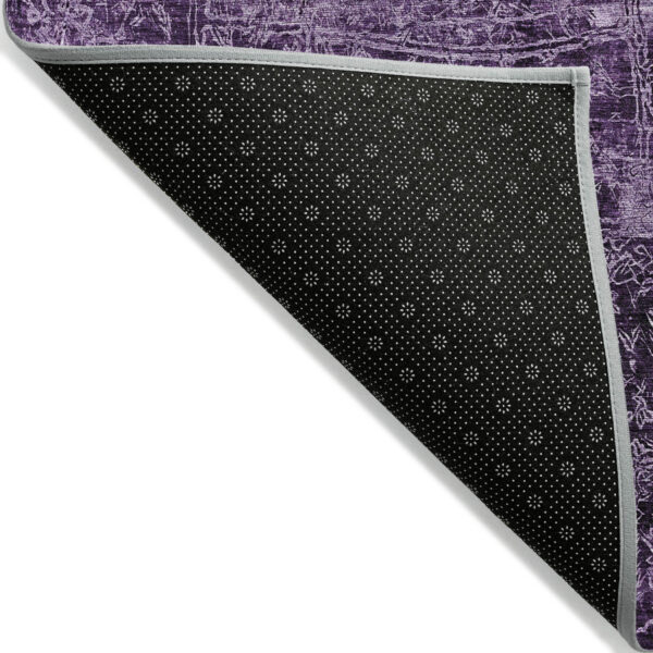 2' X 3' Purple Abstract Washable Non Skid Indoor Outdoor Area Rug