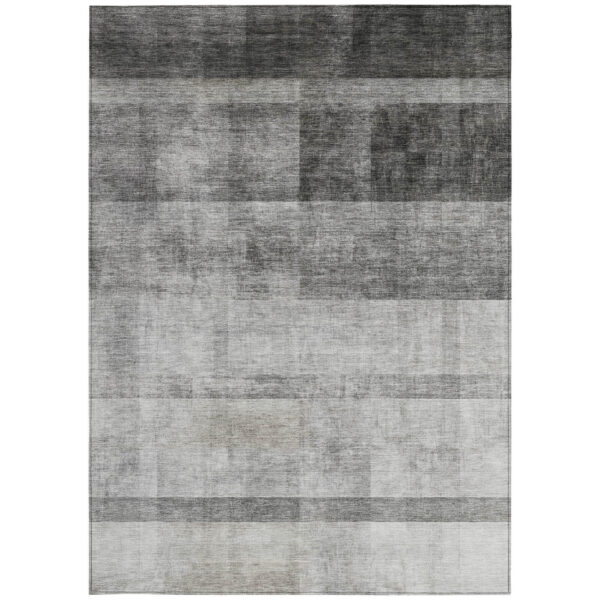 3' X 5' Gray Ombre Washable Non Skid Indoor Outdoor Area Rug