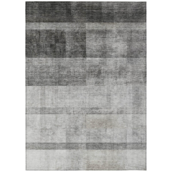 3' X 5' Gray Ombre Washable Non Skid Indoor Outdoor Area Rug