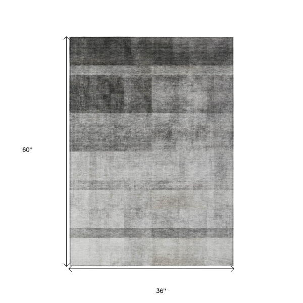 3' X 5' Gray Ombre Washable Non Skid Indoor Outdoor Area Rug