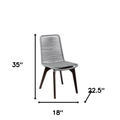 Set of Two 18" Silver Solid Wood Outdoor Dining Chair