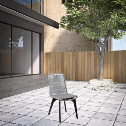 Set of Two 18" Silver Solid Wood Outdoor Dining Chair