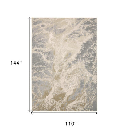 9' X 12' Ivory Silver And Gold Abstract Area Rug