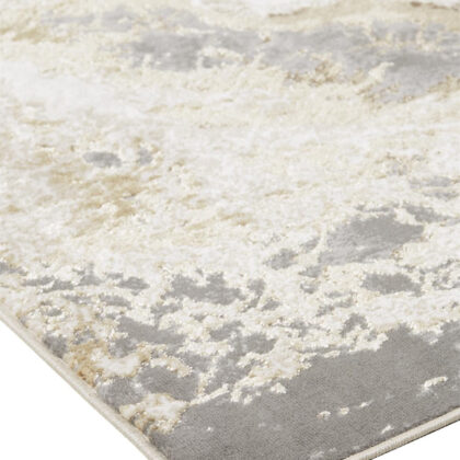 9' X 12' Ivory Silver And Gold Abstract Area Rug