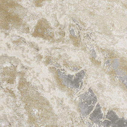 9' X 12' Ivory Silver And Gold Abstract Area Rug