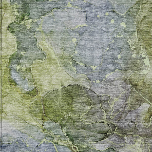 10' X 14' Olive Green And Gray Abstract Washable Indoor Outdoor Area Rug