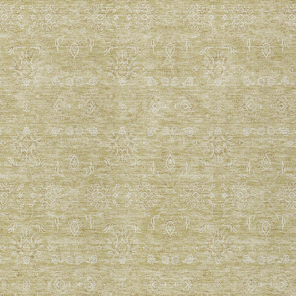 5' X 8' Beige Tan And Ivory Floral Washable Indoor Outdoor Area Rug