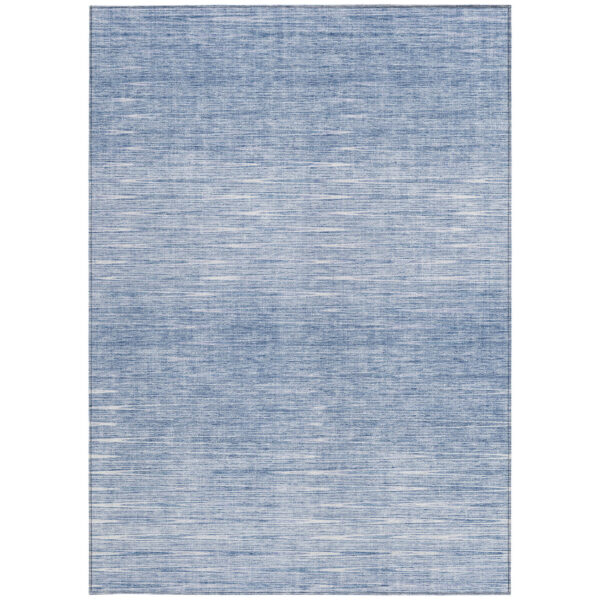 9' X 12' Denim Blue And Blue Abstract Washable Indoor Outdoor Area Rug