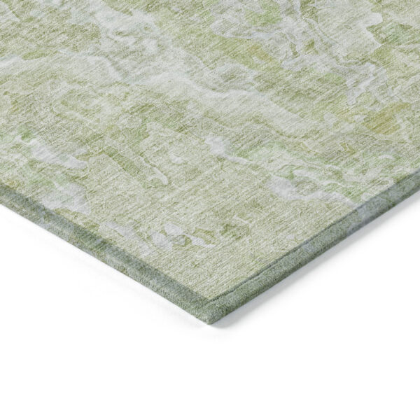 9' X 12' Artichoke Green And Fern Green Abstract Washable Indoor Outdoor Area Rug