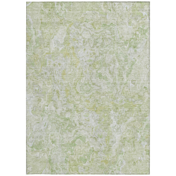9' X 12' Artichoke Green And Fern Green Abstract Washable Indoor Outdoor Area Rug