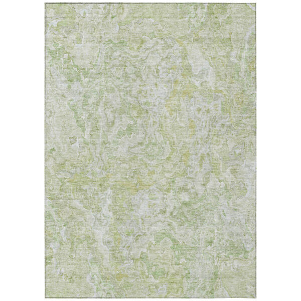 9' X 12' Artichoke Green And Fern Green Abstract Washable Indoor Outdoor Area Rug