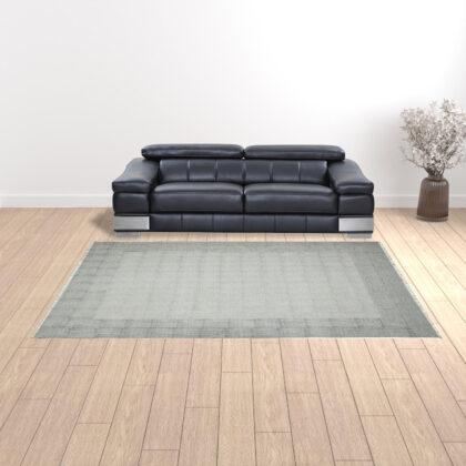 8' X 12' Blue Geometric Flatweave Handmade Distressed Area Rug With Fringe
