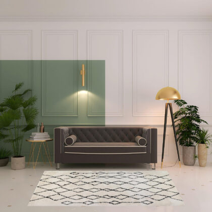 5' x 8' Gray and Ivory Geometric Shag Area Rug