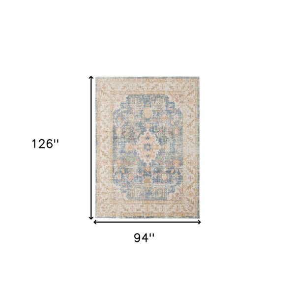 8' x 10' Blue Floral Power Loom Area Rug