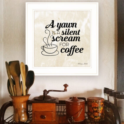 A Silent Scream For Coffee 1 White Framed Print Wall Art