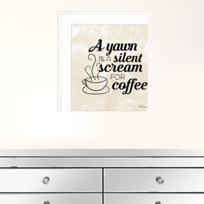 A Silent Scream For Coffee 1 White Framed Print Wall Art