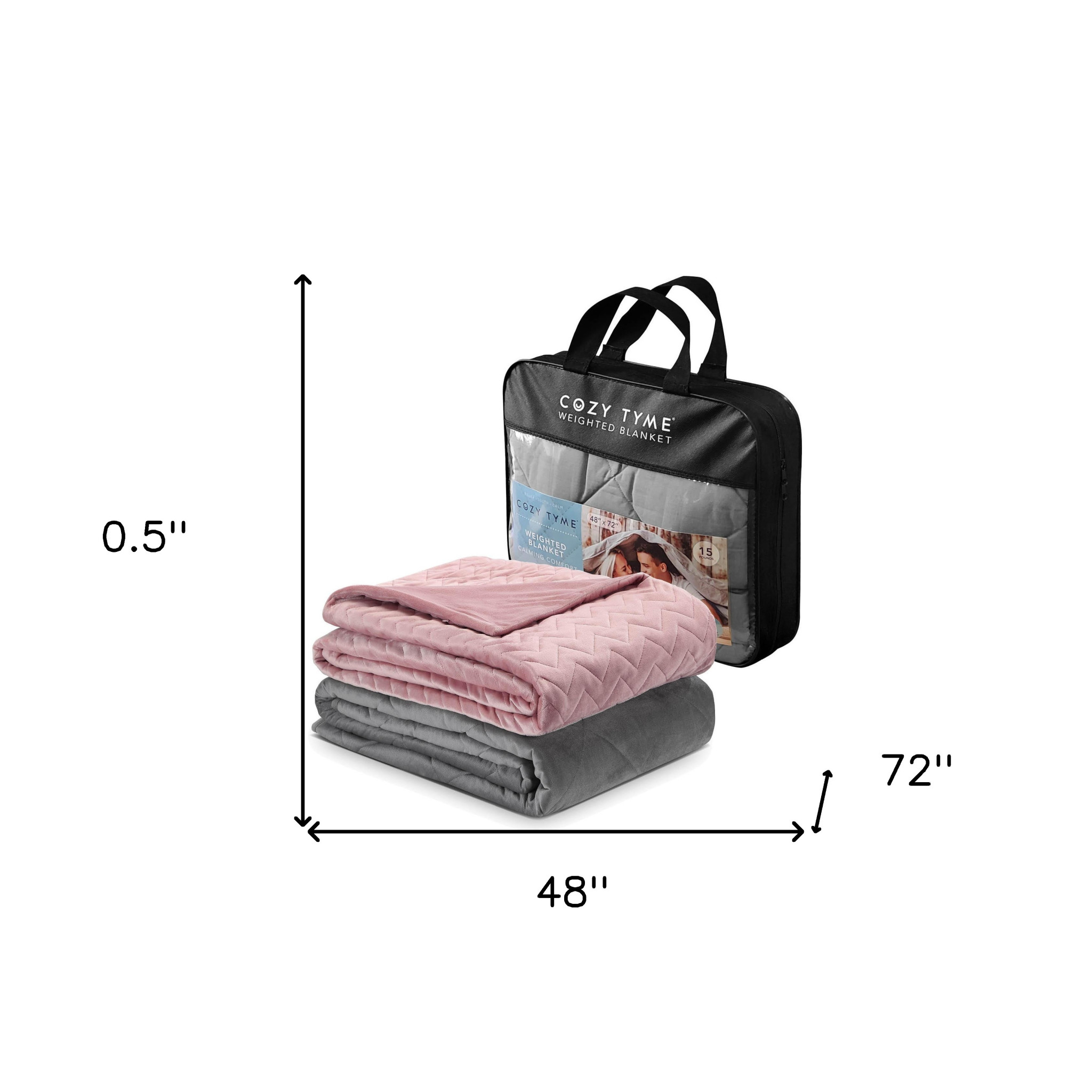 Blush Quilted PolYester Solid Color Weighted Twin Blanket - Image 5