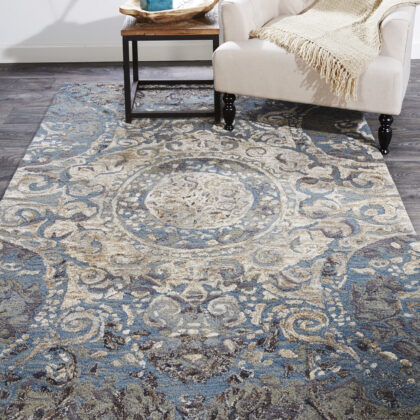 2' X 3' Gray Blue And Taupe Wool Abstract Tufted Handmade Stain Resistant Area Rug