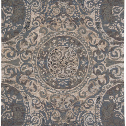 2' X 3' Gray Blue And Taupe Wool Abstract Tufted Handmade Stain Resistant Area Rug