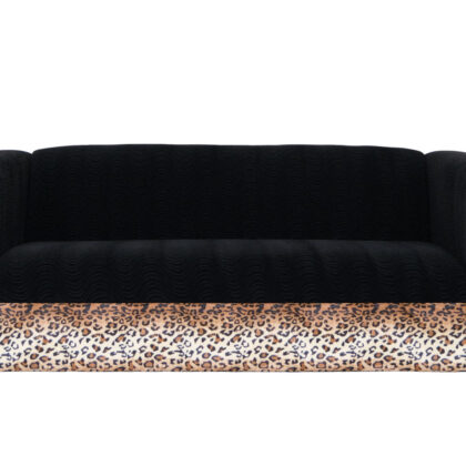 Two Piece  Leopard and Black Five Person Seating Set