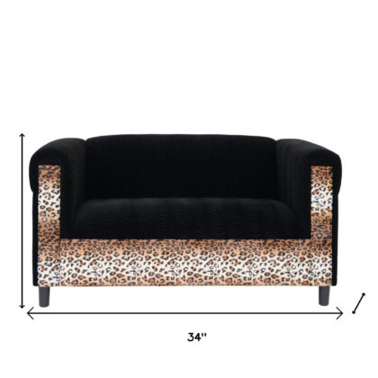 Two Piece  Leopard and Black Five Person Seating Set
