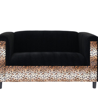 Two Piece  Leopard and Black Five Person Seating Set