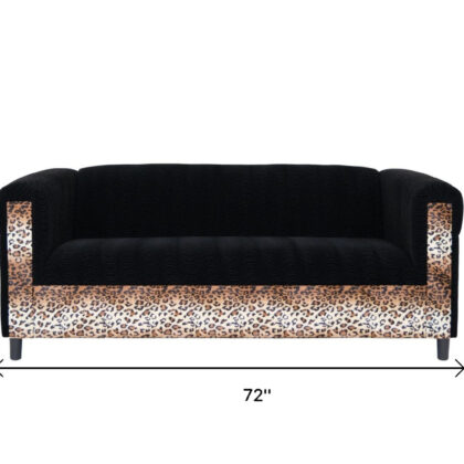 Two Piece  Leopard and Black Five Person Seating Set
