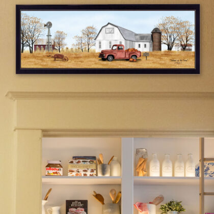 Autumn On The Farm Black Framed Print Wall Art