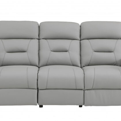 Three Piece Indoor Gray Genuine Leather Five Person Seating Set