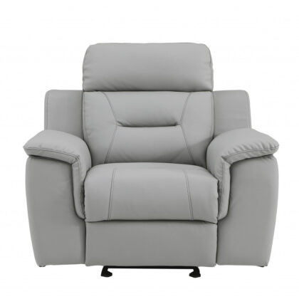 Three Piece Indoor Gray Genuine Leather Five Person Seating Set