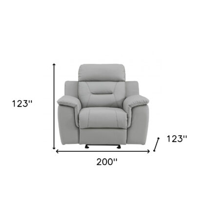 Three Piece Indoor Gray Genuine Leather Five Person Seating Set